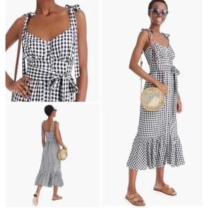 J. Crew Navy and White Gingham Dress